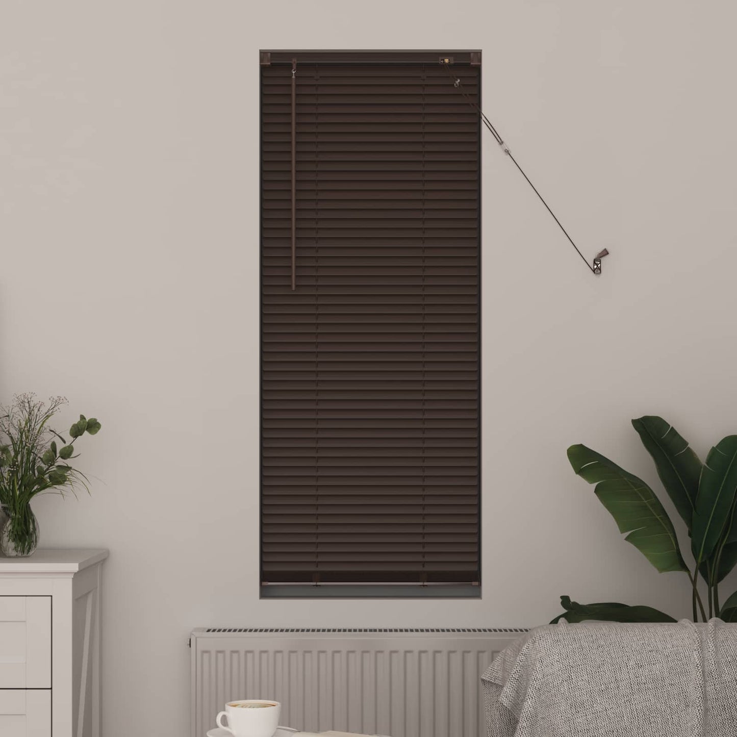 Venetian Blind Dark Brown with Pattern 150 x 40 cm PVC