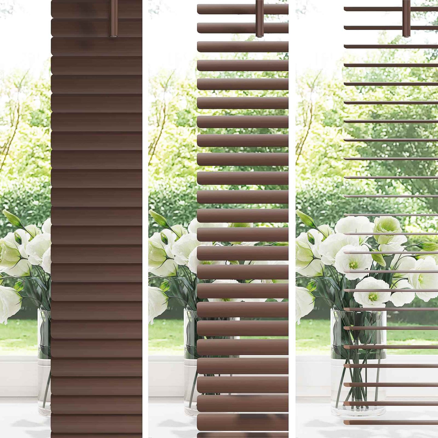 Venetian Blind Dark Brown with Pattern 150 x 40 cm PVC