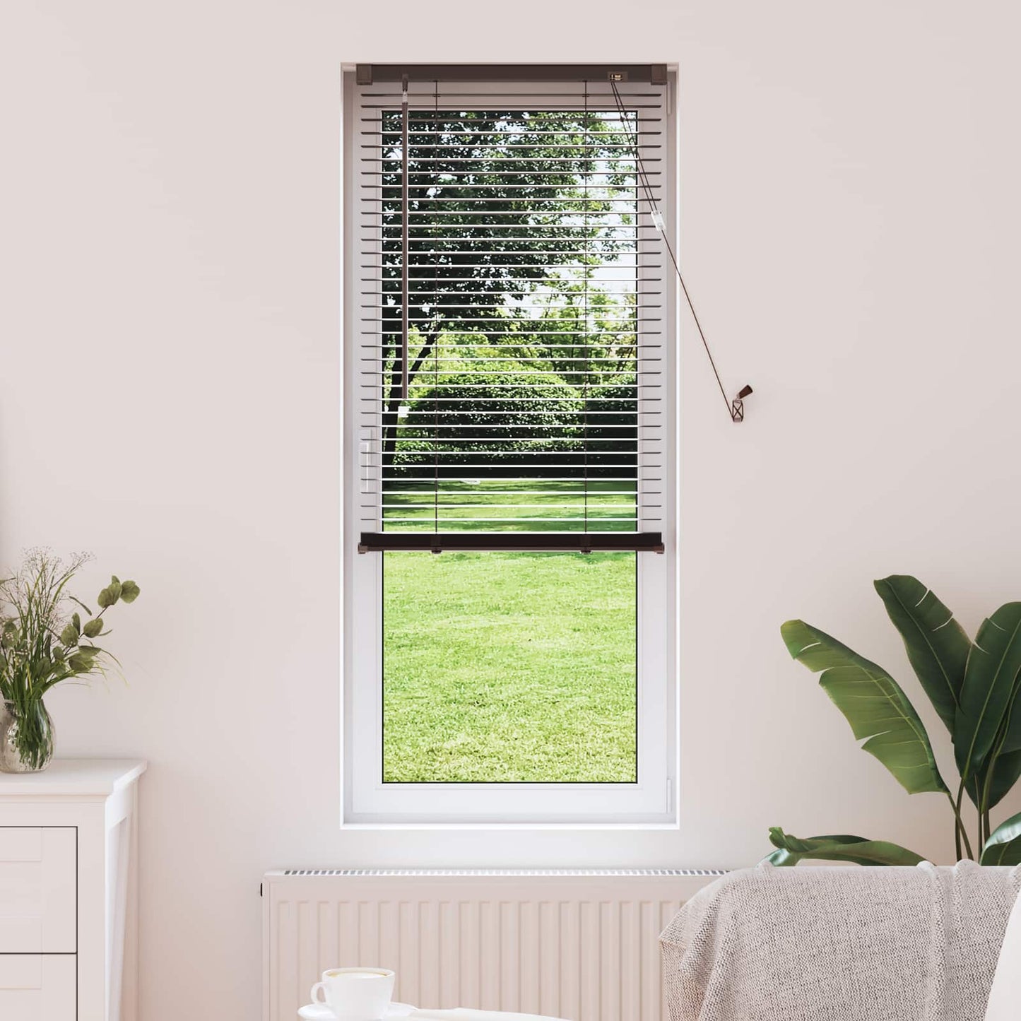 Venetian Blind Dark Brown with Pattern 150 x 50 cm PVC