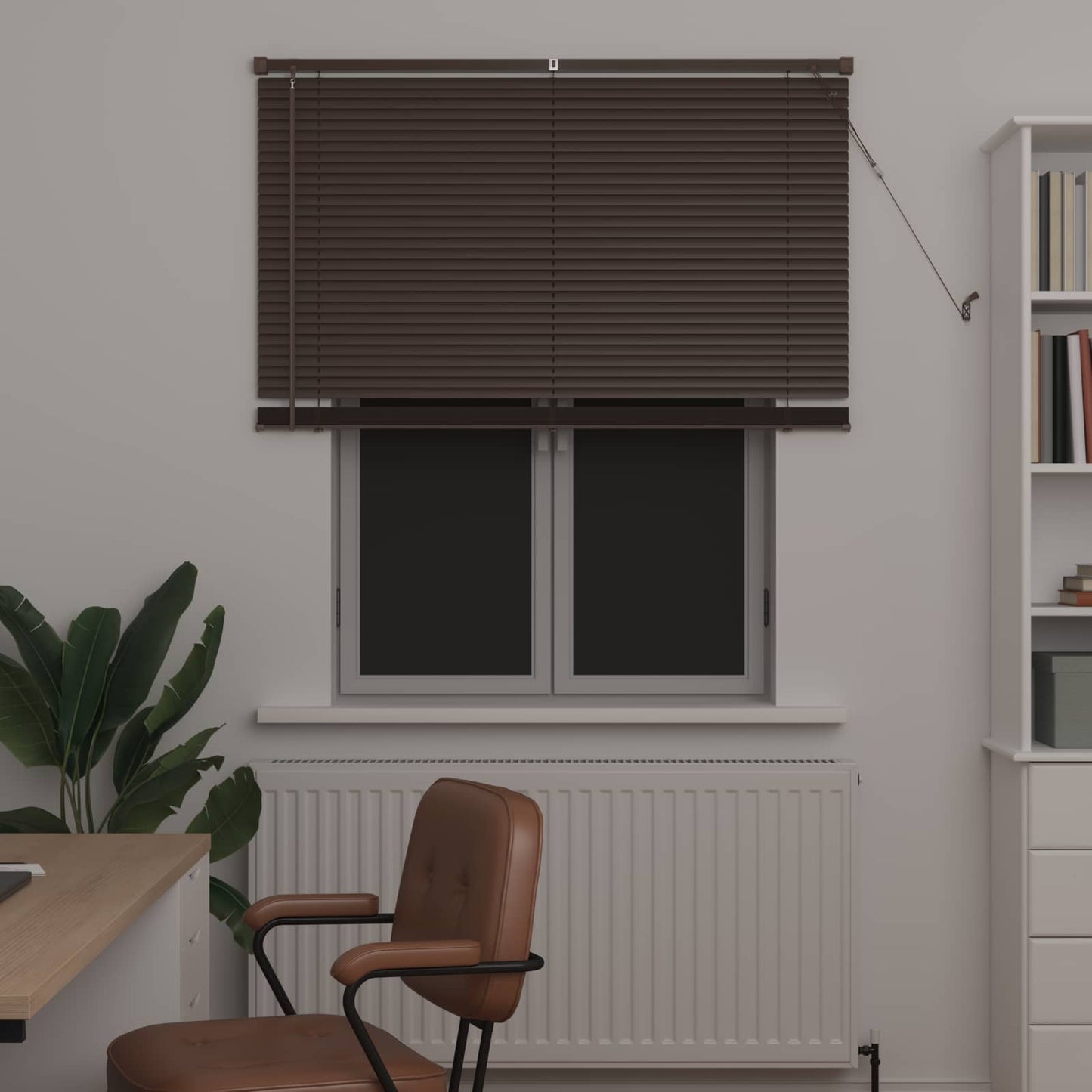 Venetian Blind Dark Brown with Pattern 150 x 110 cm PVC