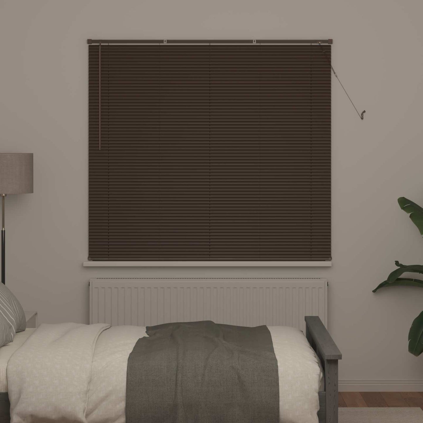Venetian Blind Dark Brown with Pattern 150 x 130 cm PVC