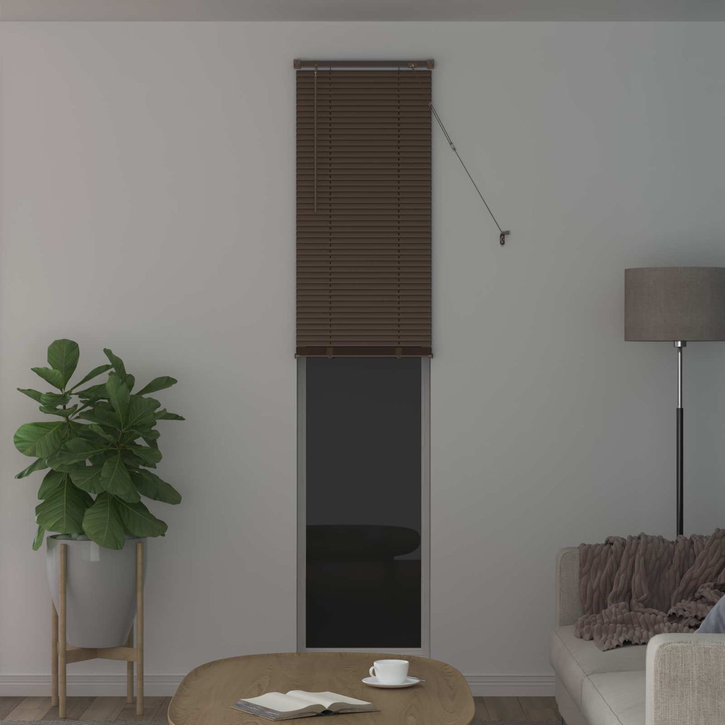Venetian Blind Dark Brown with Pattern 213 x 50 cm 25 mm PVC