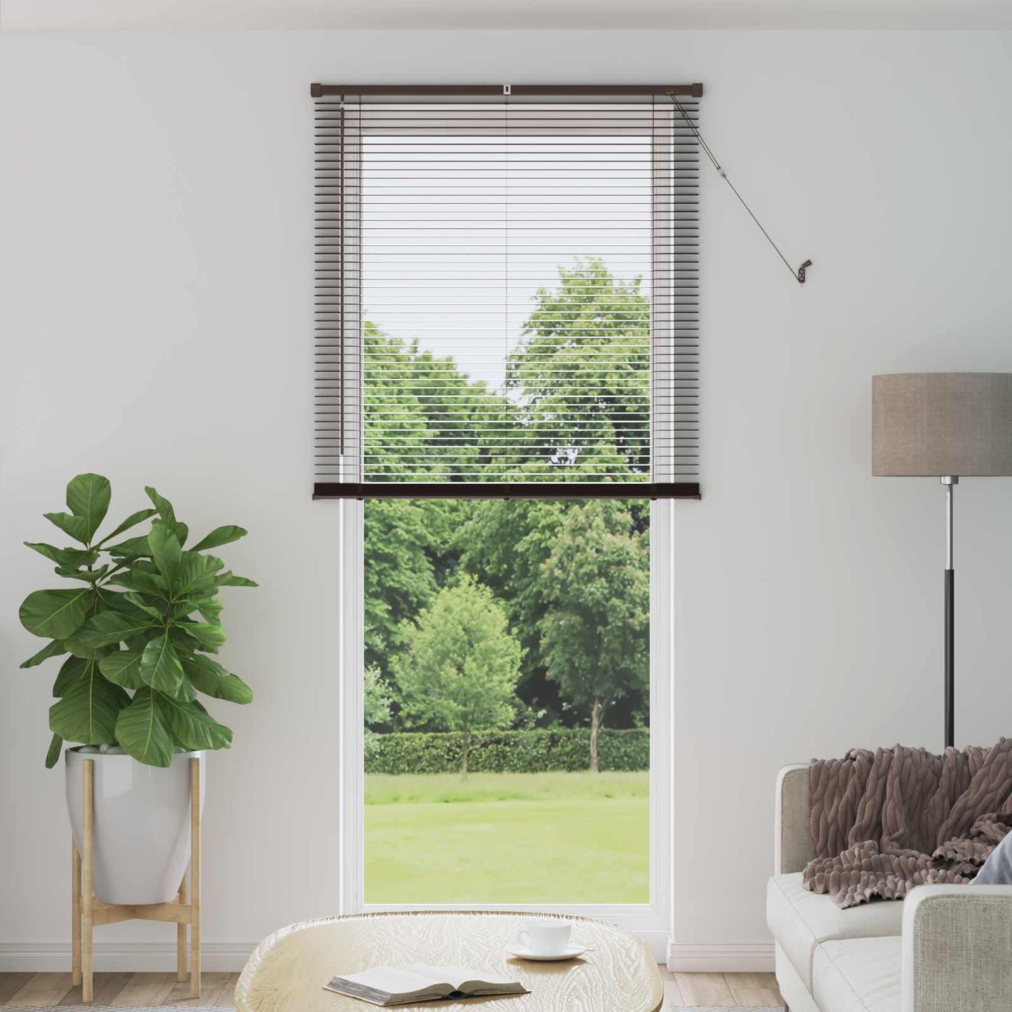 Venetian Blind Dark Brown with Pattern 213 x 100 cm PVC