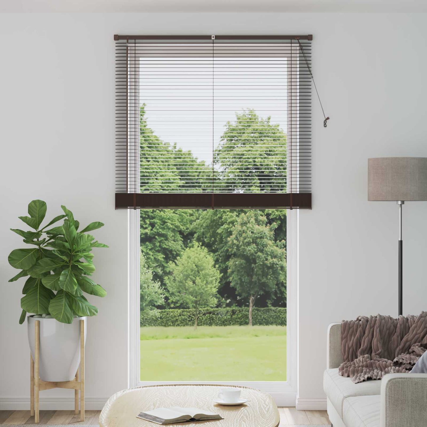 Venetian Blind Dark Brown with Pattern 213 x 110 cm PVC