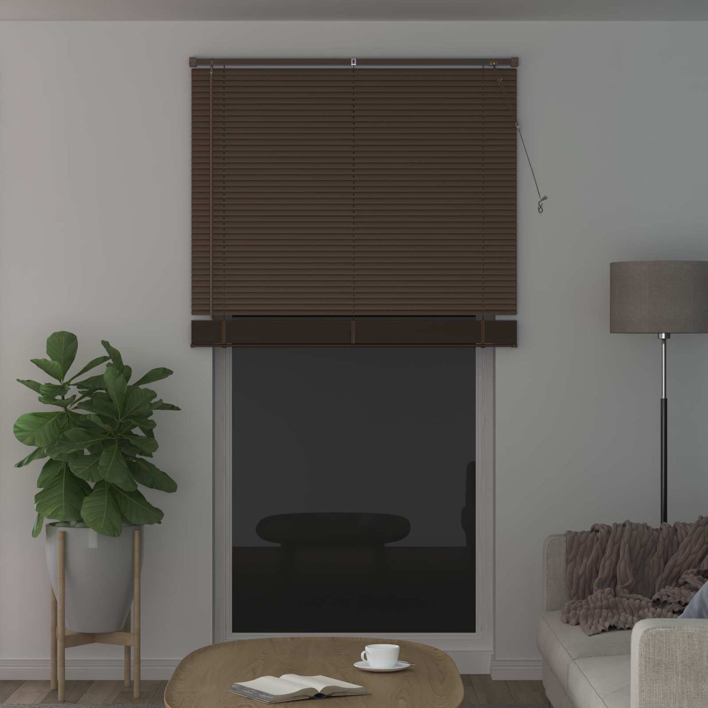Venetian Blind Dark Brown with Pattern 213 x 110 cm PVC