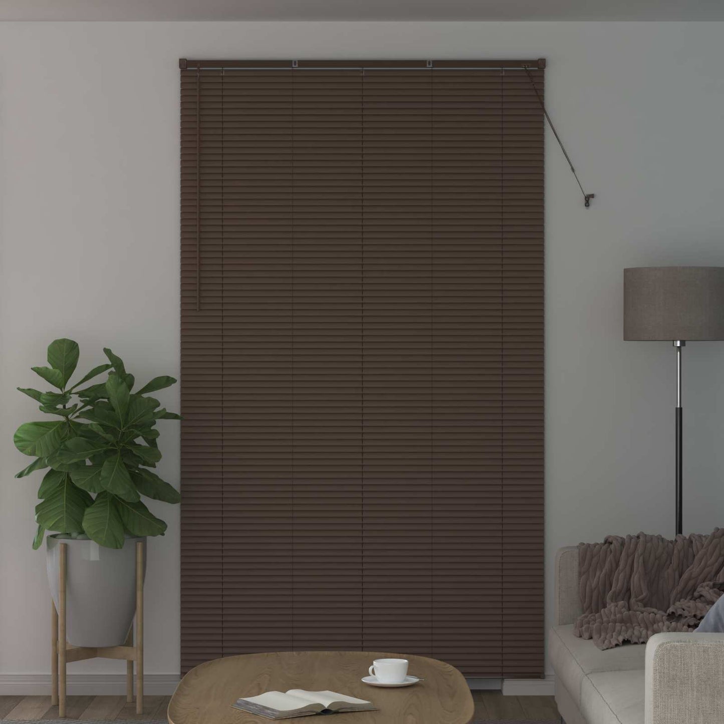 Venetian Blind Dark Brown with Pattern 213 x 150 cm 25 mm PVC
