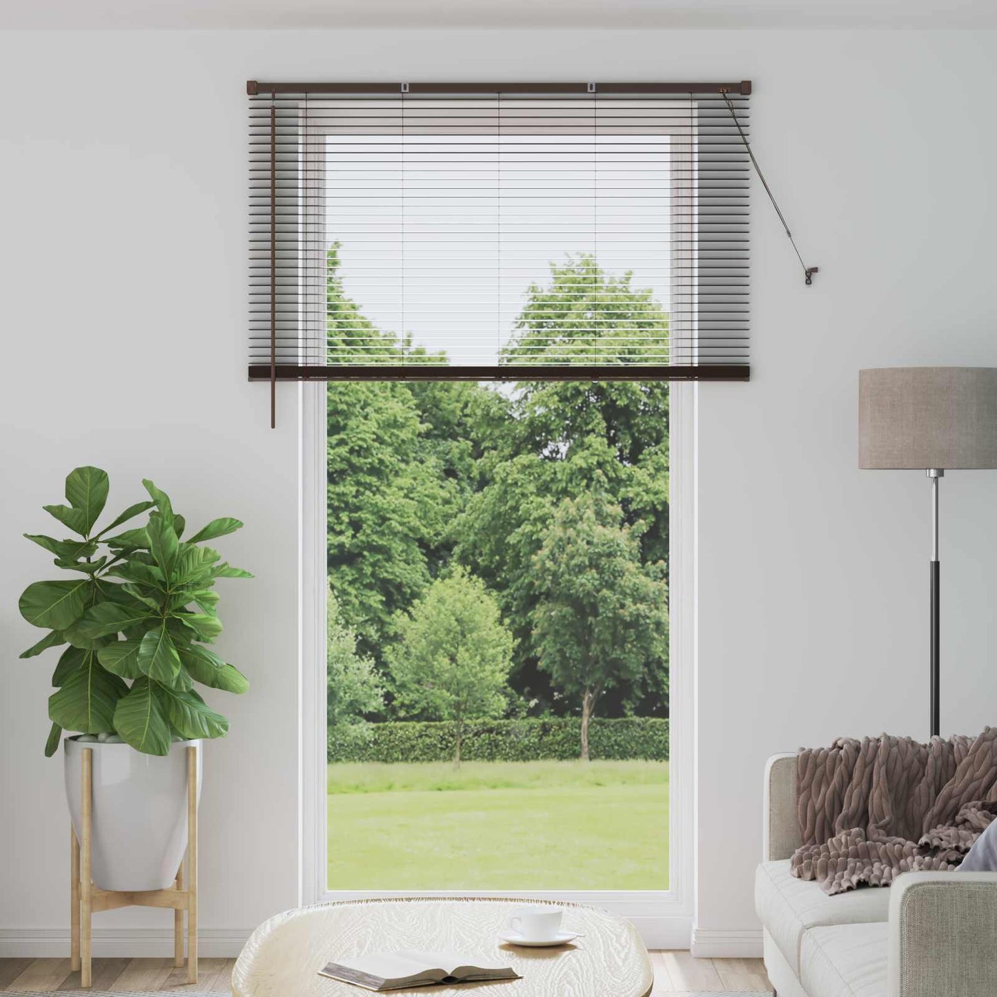Venetian Blind Dark Brown with Pattern 213 x 160 cm 25 mm PVC