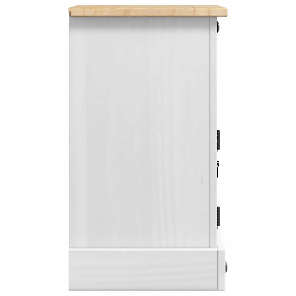 Bedside Table Corona White 35 x 32.5 x 58 cm Solid Pine Wood