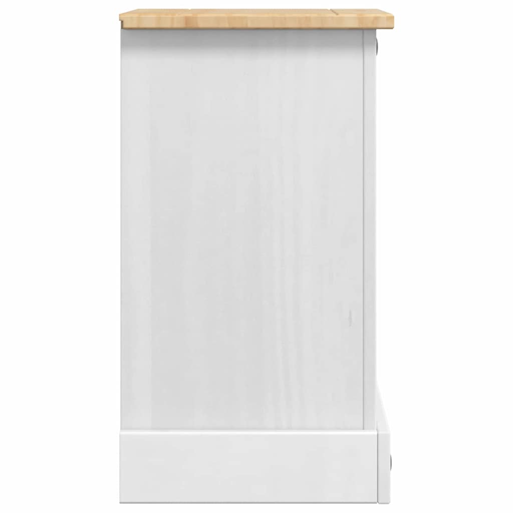 Bedside Table Corona White 35 x 32.5 x 58 cm Solid Pine Wood