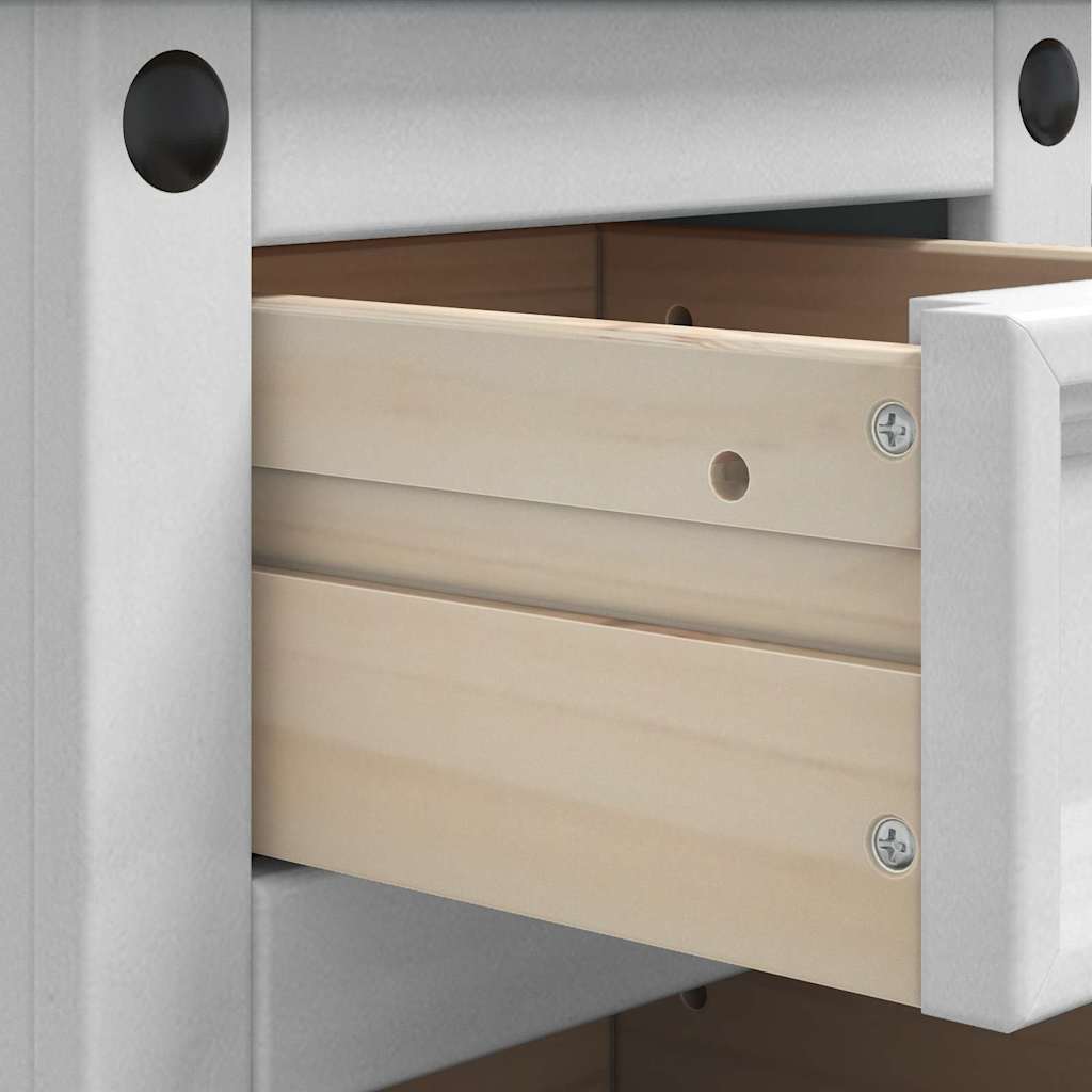 Bedside Table Corona White 35 x 32.5 x 74 cm Solid Pine Wood