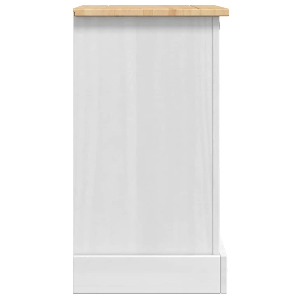 Bedside Table Corona White 45 x 35 x 64 cm Solid Pine Wood