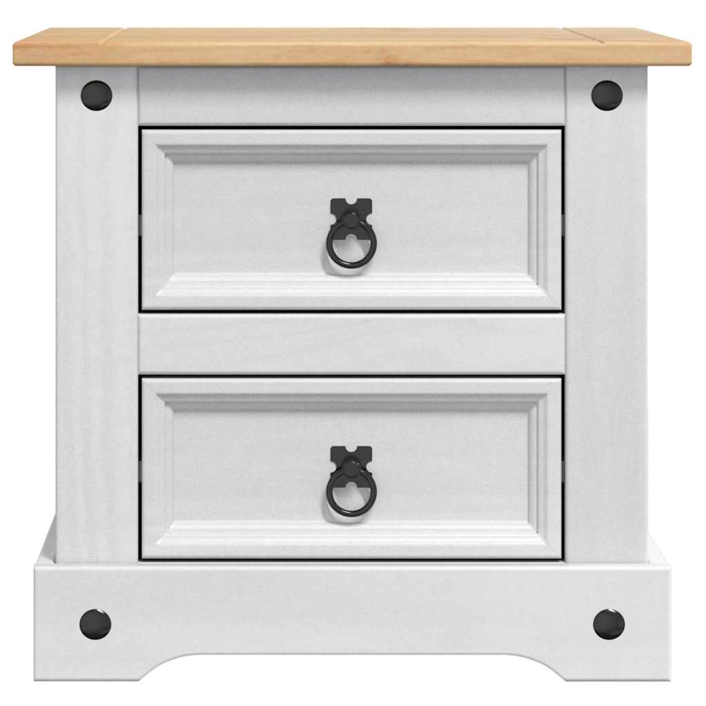 Bedside Table Corona White 53 x 39 x 47 cm Solid Pine Wood