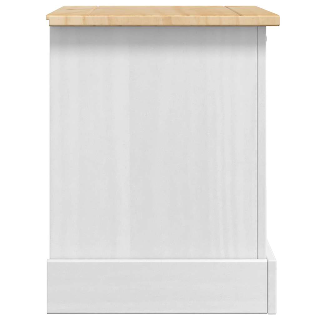 Bedside Table Corona White 53 x 39 x 47 cm Solid Pine Wood