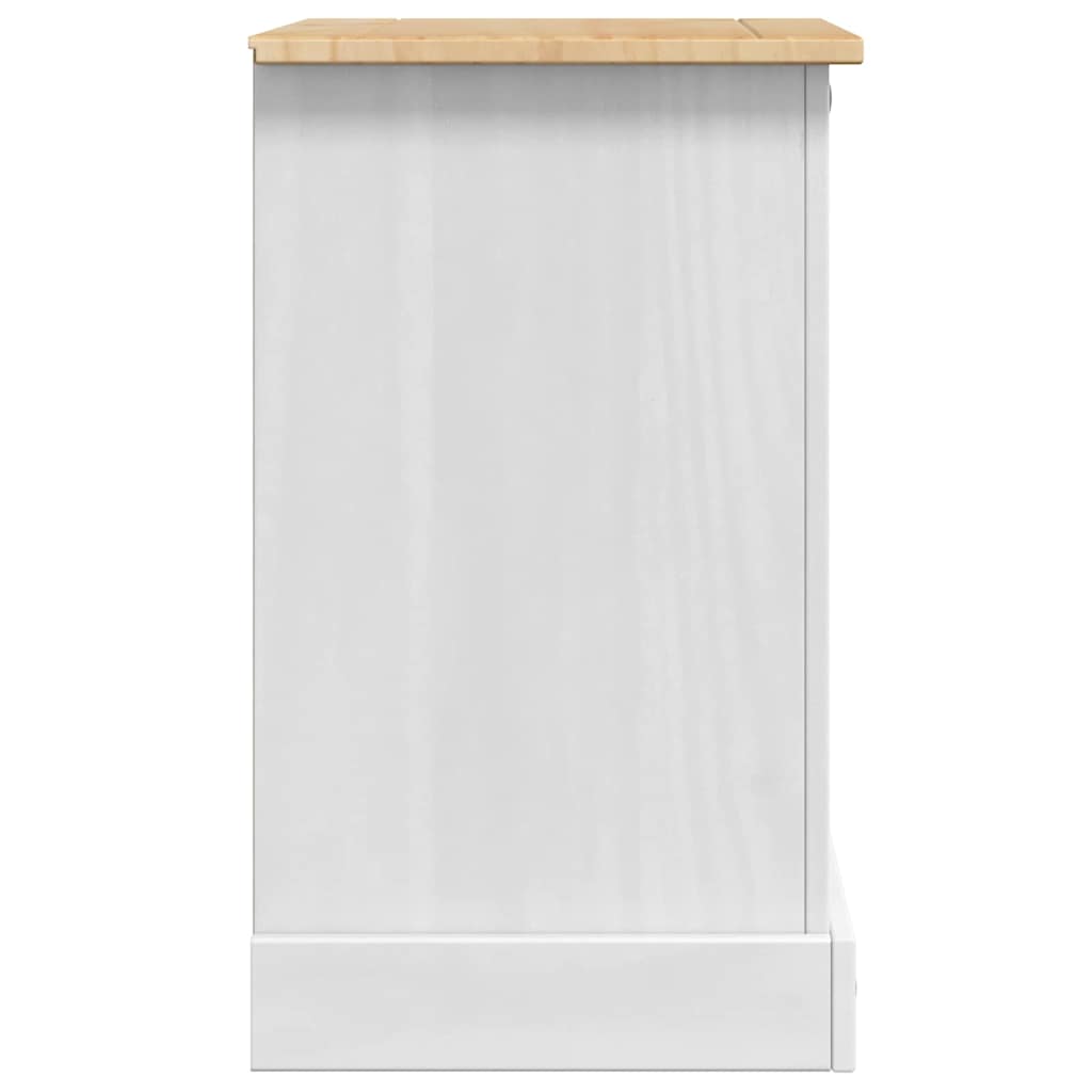 Bedside Table Corona White 53 x 39 x 66 cm Solid Pine Wood