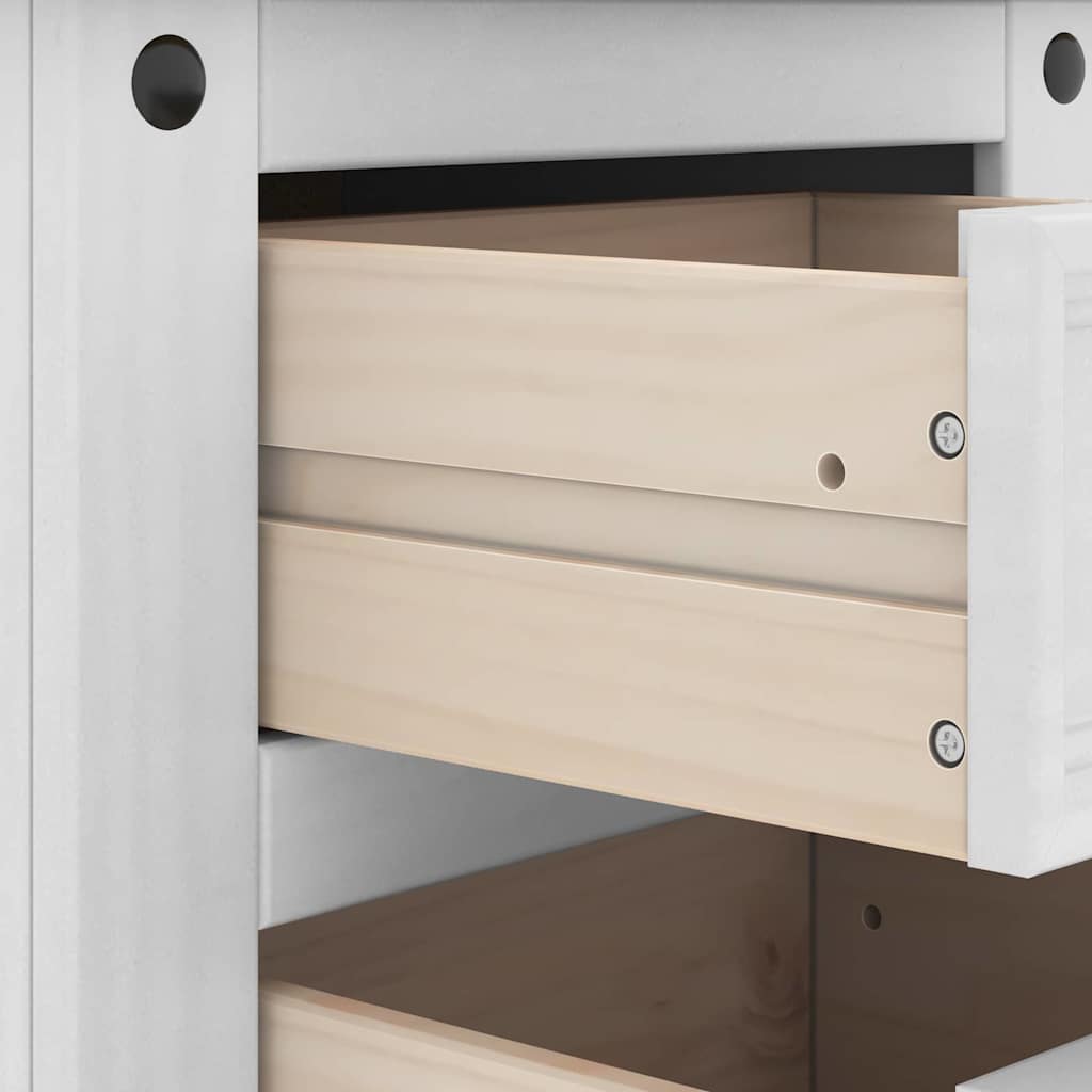 Bedside Table Corona White 53 x 39 x 103 cm Solid Pine Wood