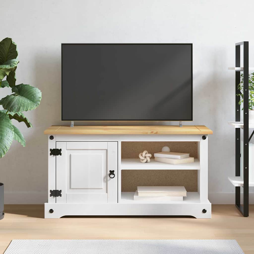 TV Cabinet Corona White 100 x 40 x 52 cm Solid Pine Wood