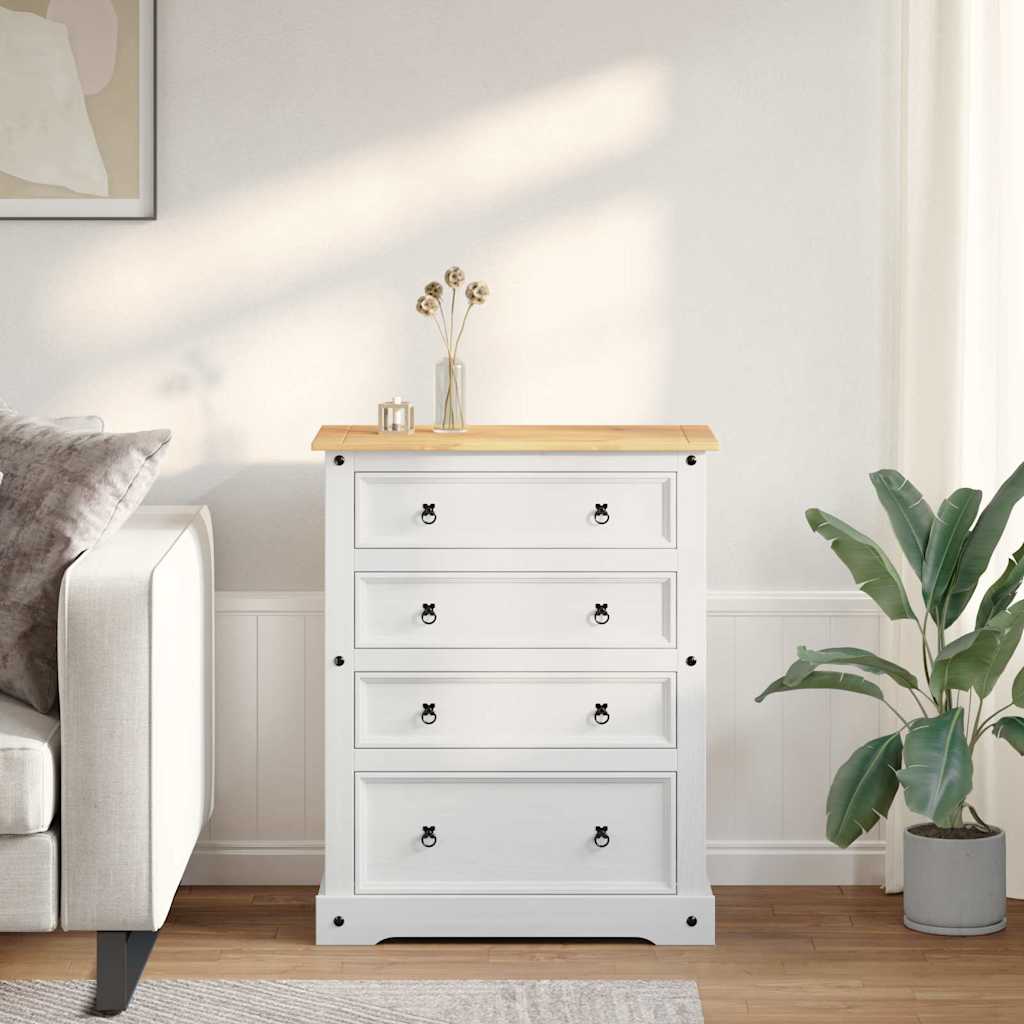 Storage Chests Corona White 92 x 48 x 114 cm Solid Pine Wood
