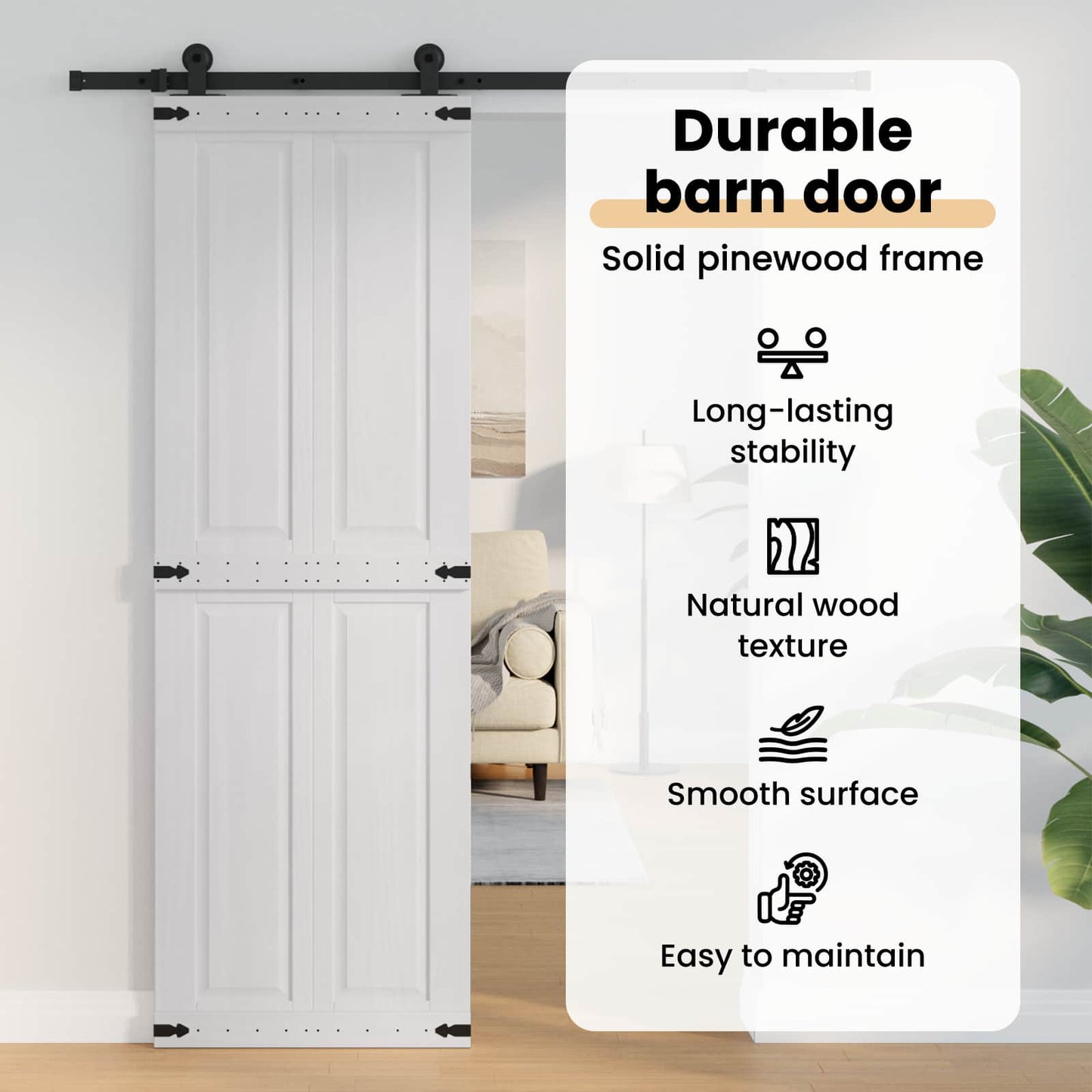 Barn Door Corona White 70 x 210 cm Solid Pine Wood