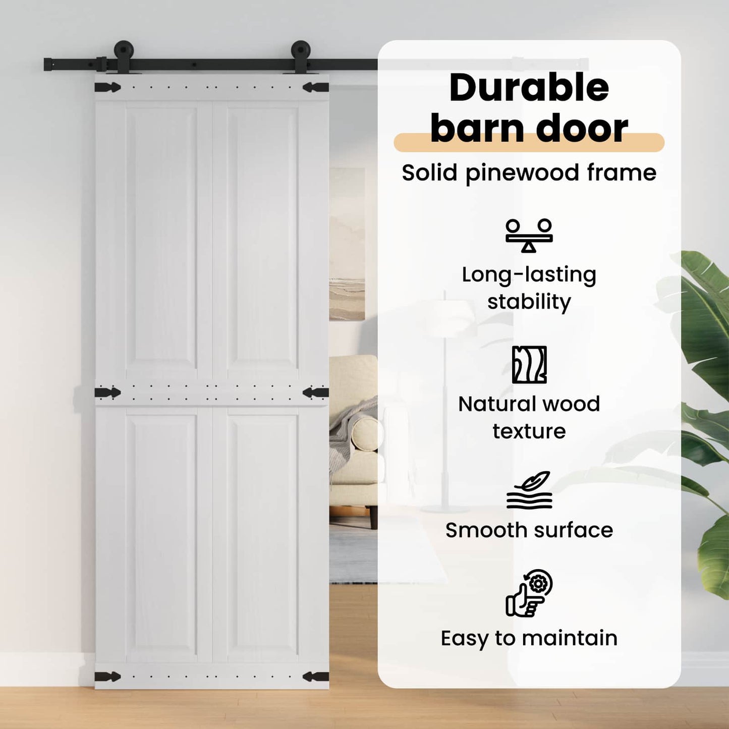 Barn Door Corona White 80 x 210 cm Solid Pine Wood