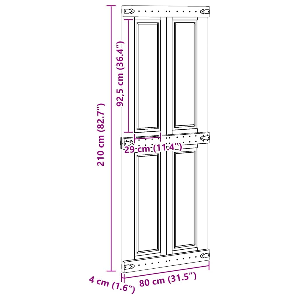 Barn Door Corona 80 x 210 cm Solid Pine Wood