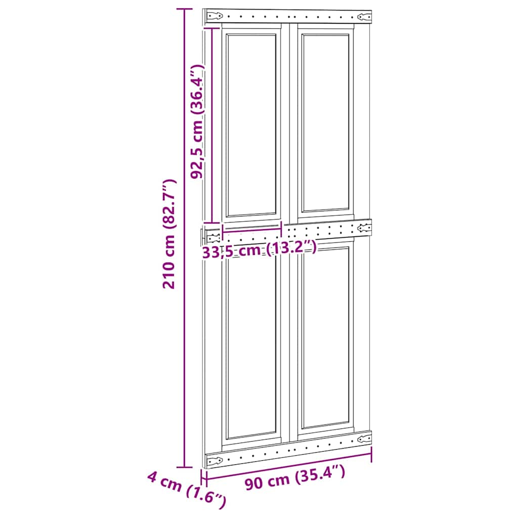 Barn Door Corona White 90 x 210 cm Solid Pine Wood