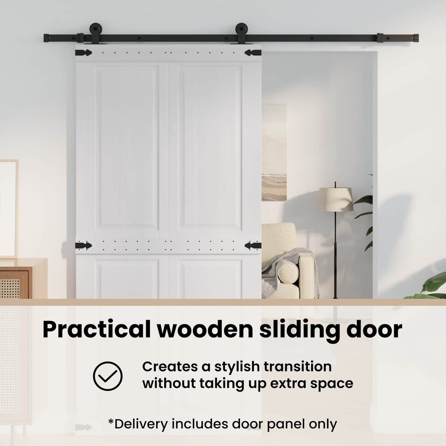 Barn Door Corona White 100 x 210 cm Solid Pine Wood