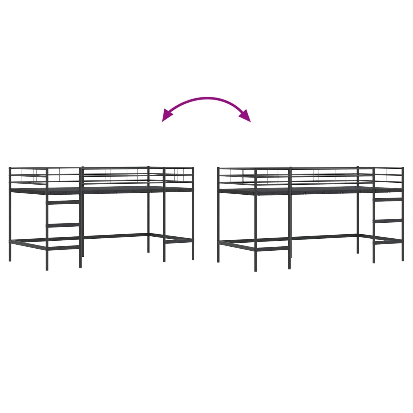 Kids'Loft Bed Frame Black 79.5 x 200 cm Steel