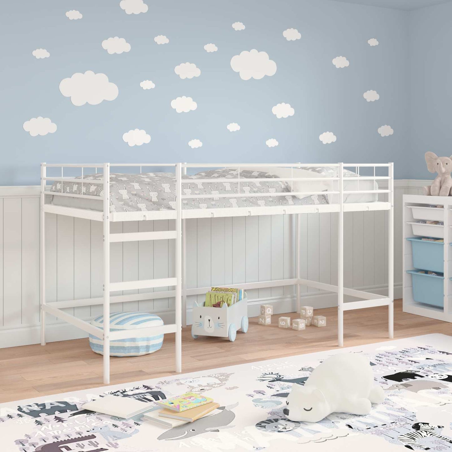 Kids'Loft Bed Frame White 79.5 x 200 cm Steel