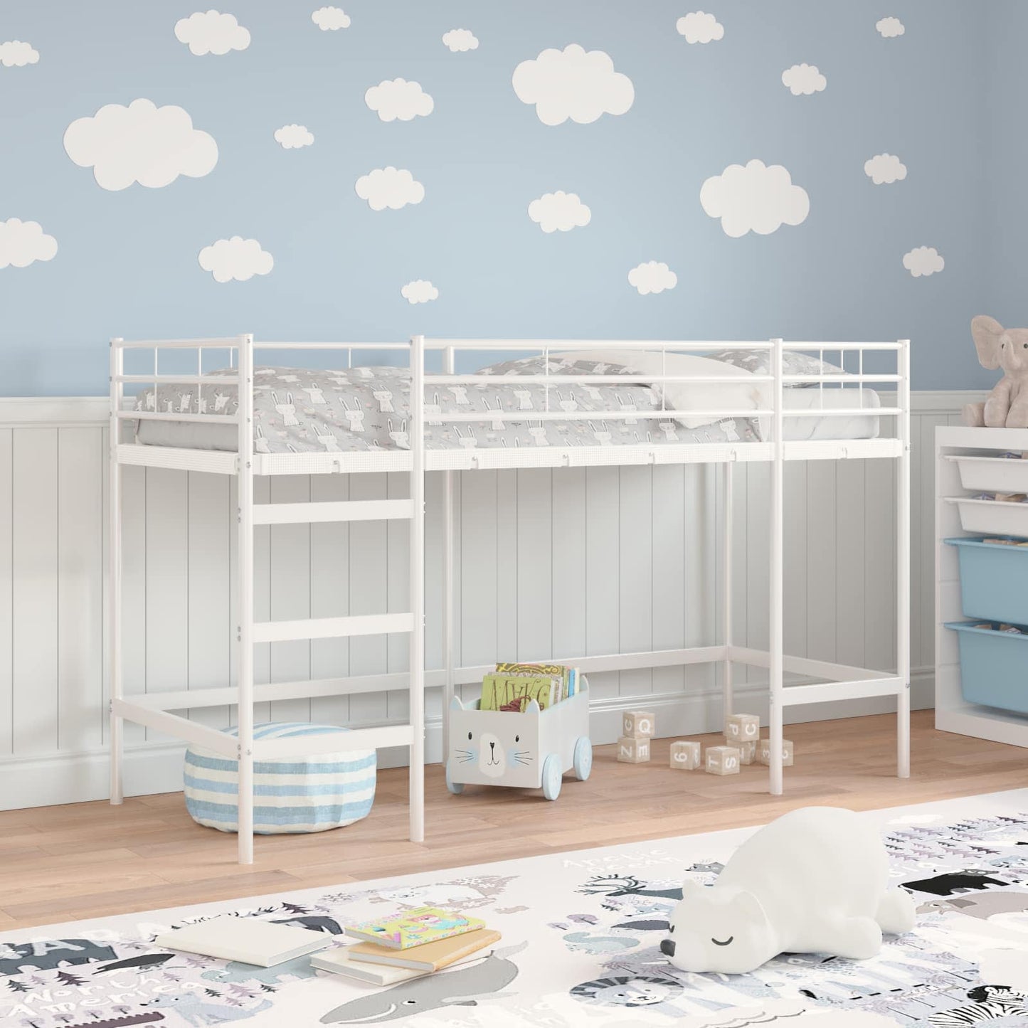 Kids'Loft Bed Frame White 90 x 190 cm Steel