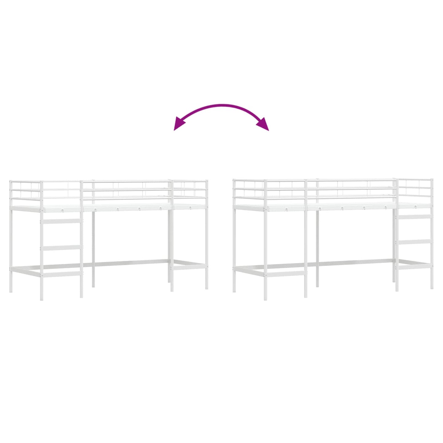 Kids'Loft Bed Frame White 90 x 190 cm Steel