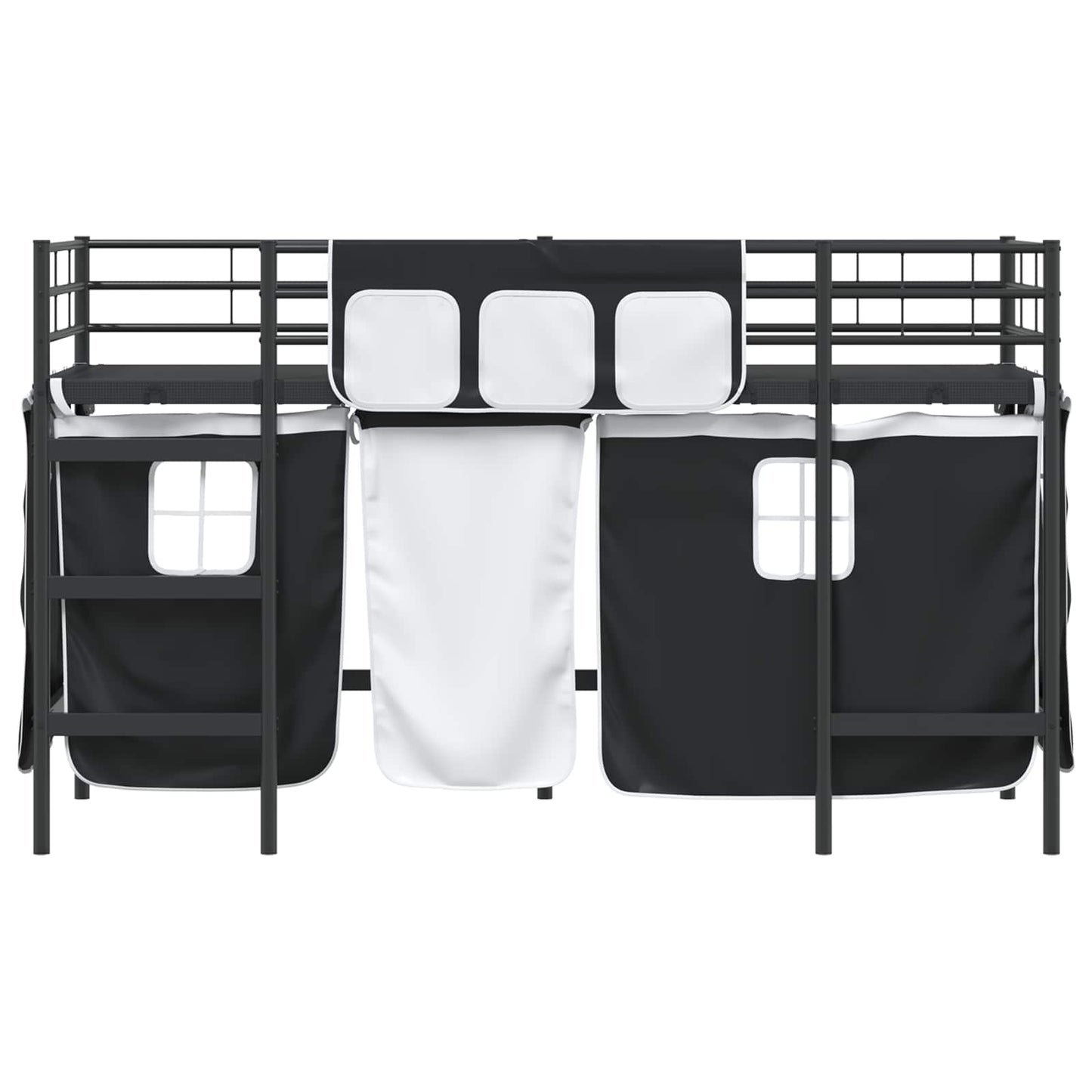 Kids'Loft Bed Frame with Curtains Black 90 x 190 cm