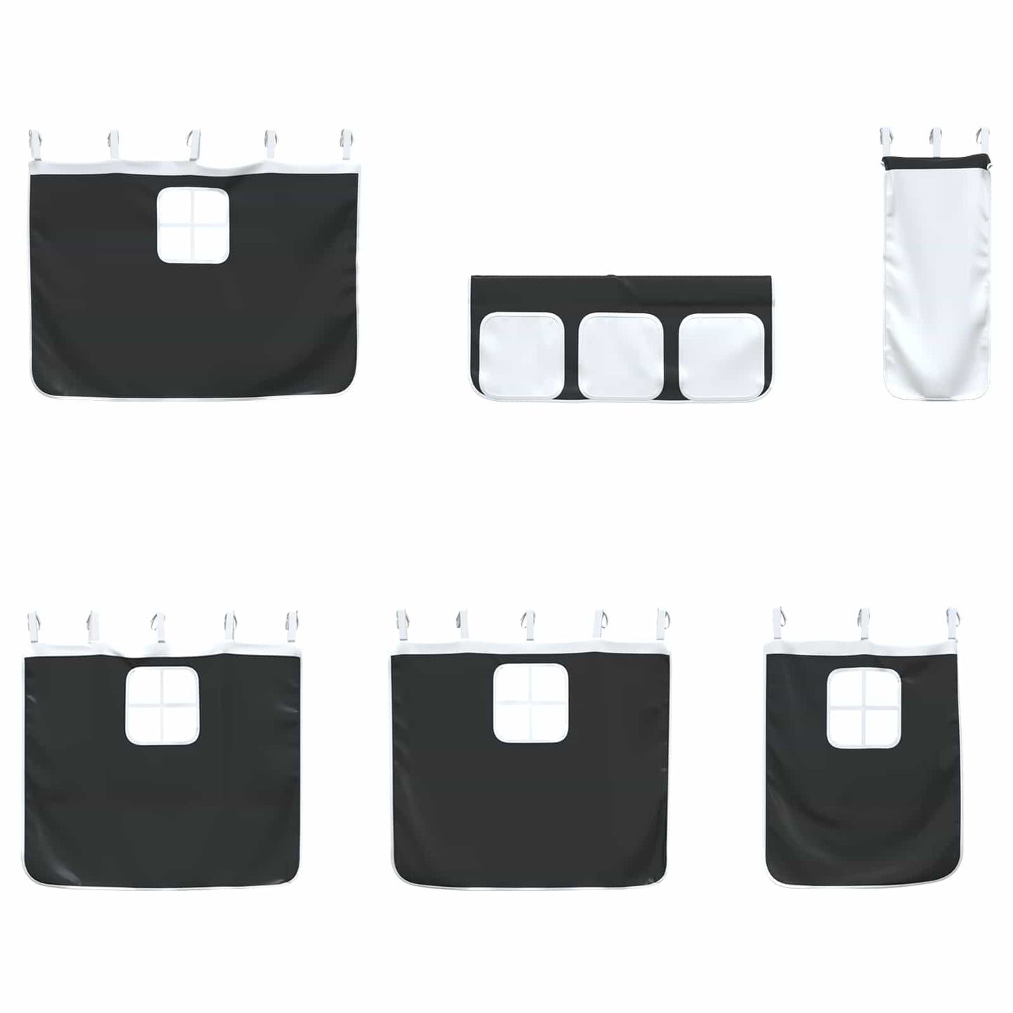 Kids'Loft Bed Frame with Curtains Black 90 x 190 cm