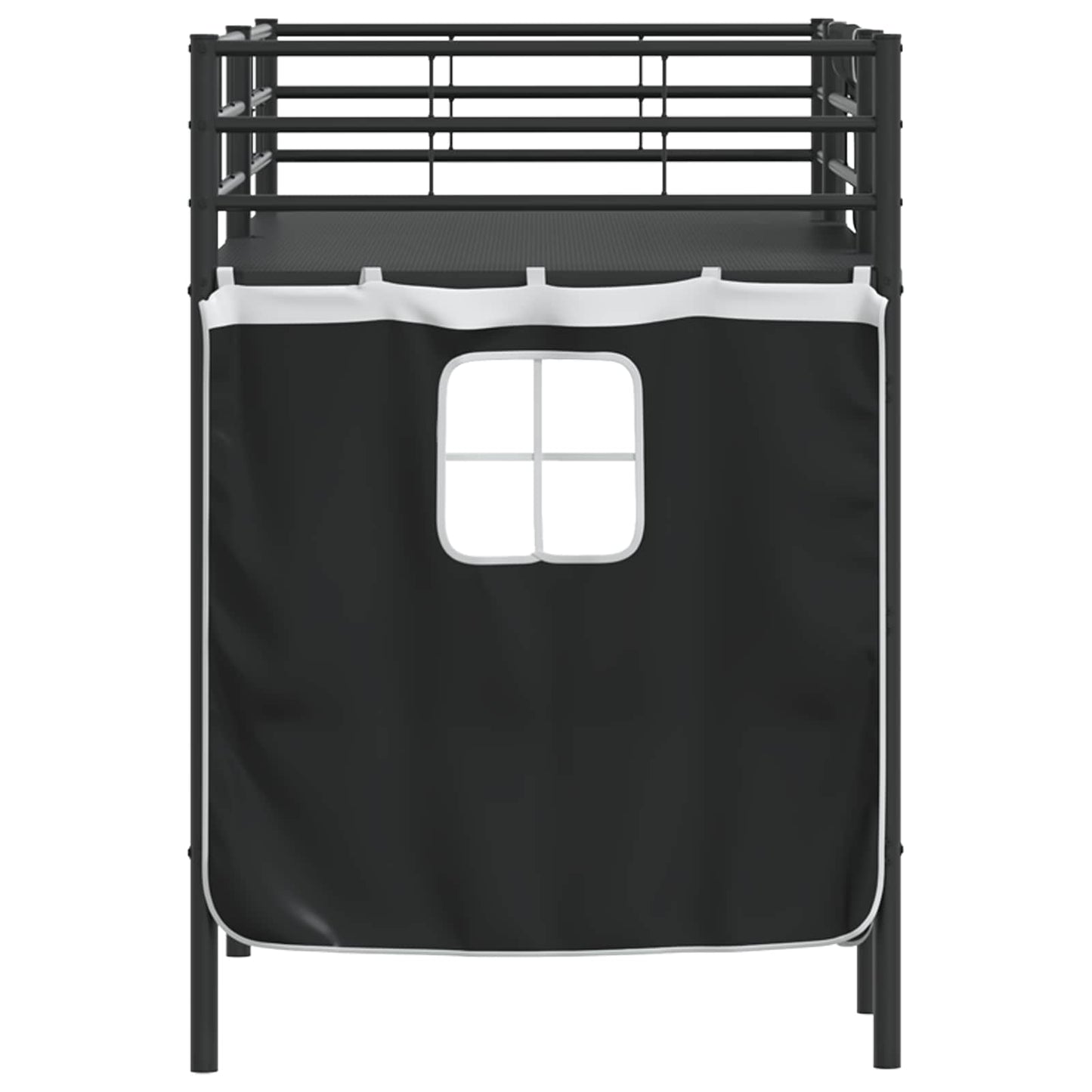 Kids'Loft Bed Frame with Curtains Black 90 x 190 cm
