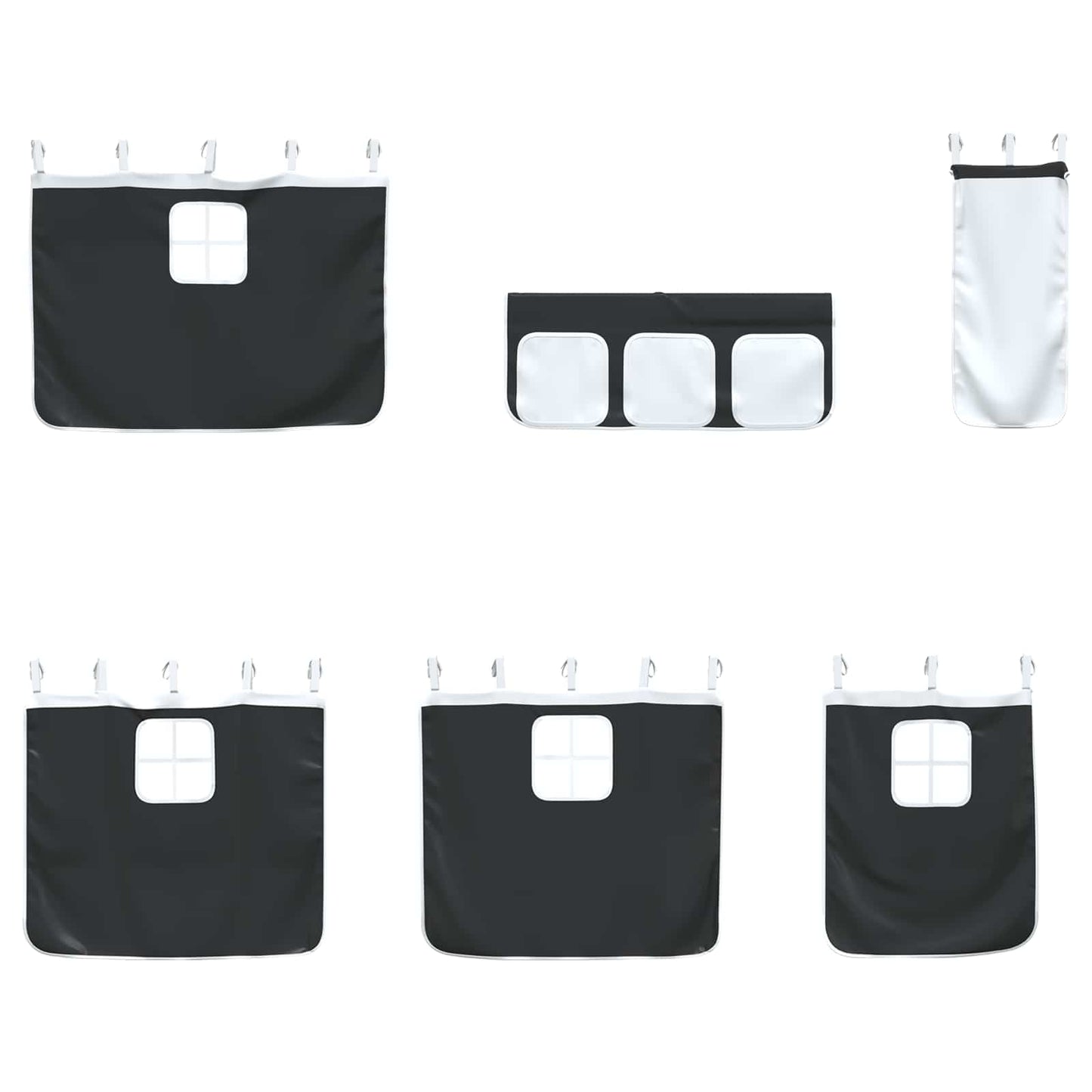 Kids'Loft Bed Frame with Curtains Black 90 x 200 cm