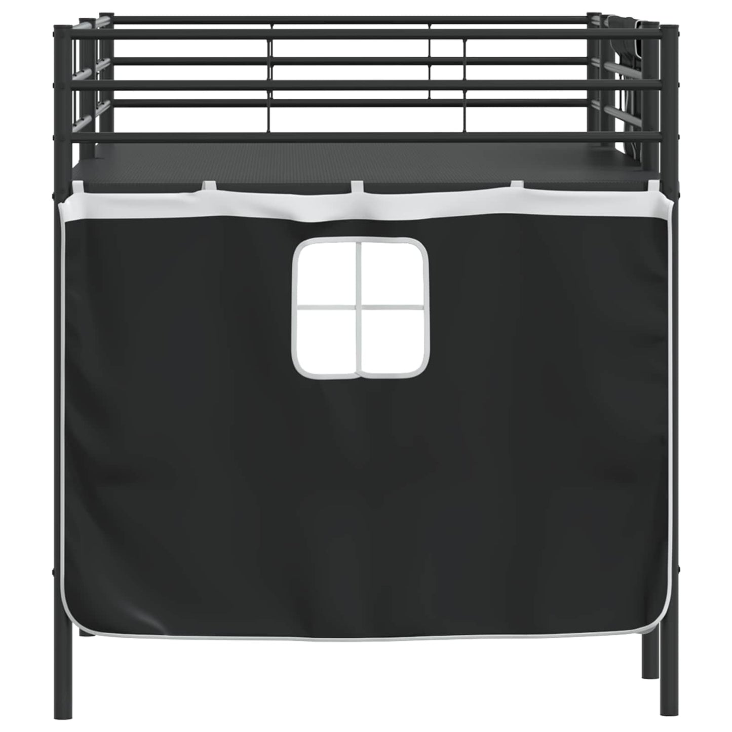 Kids'Loft Bed Frame with Curtains Black 90 x 200 cm