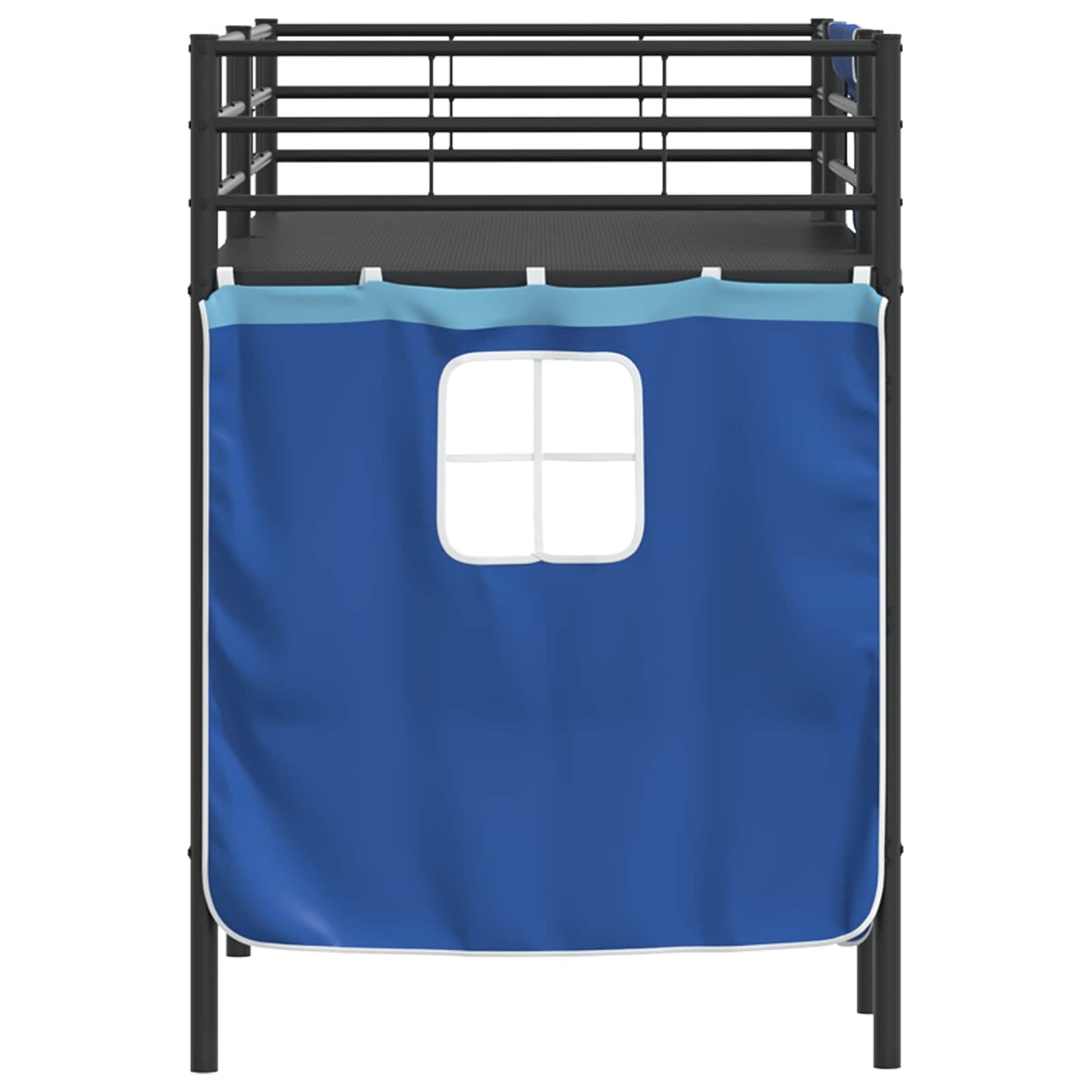 Kids'Loft Bed Frame with Curtains Black and Blue 90 x 190 cm