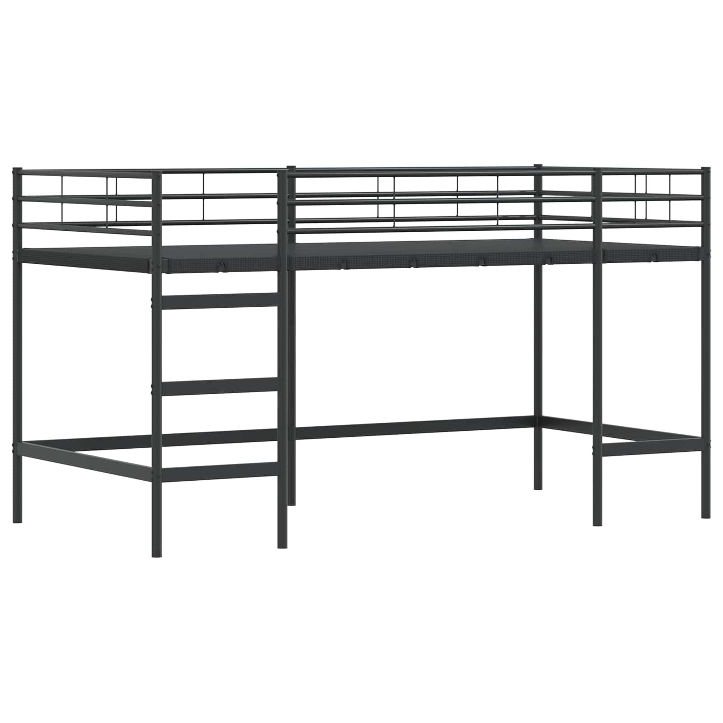 Kids'Loft Bed Frame with Curtains Black and Blue 107 x 200 cm