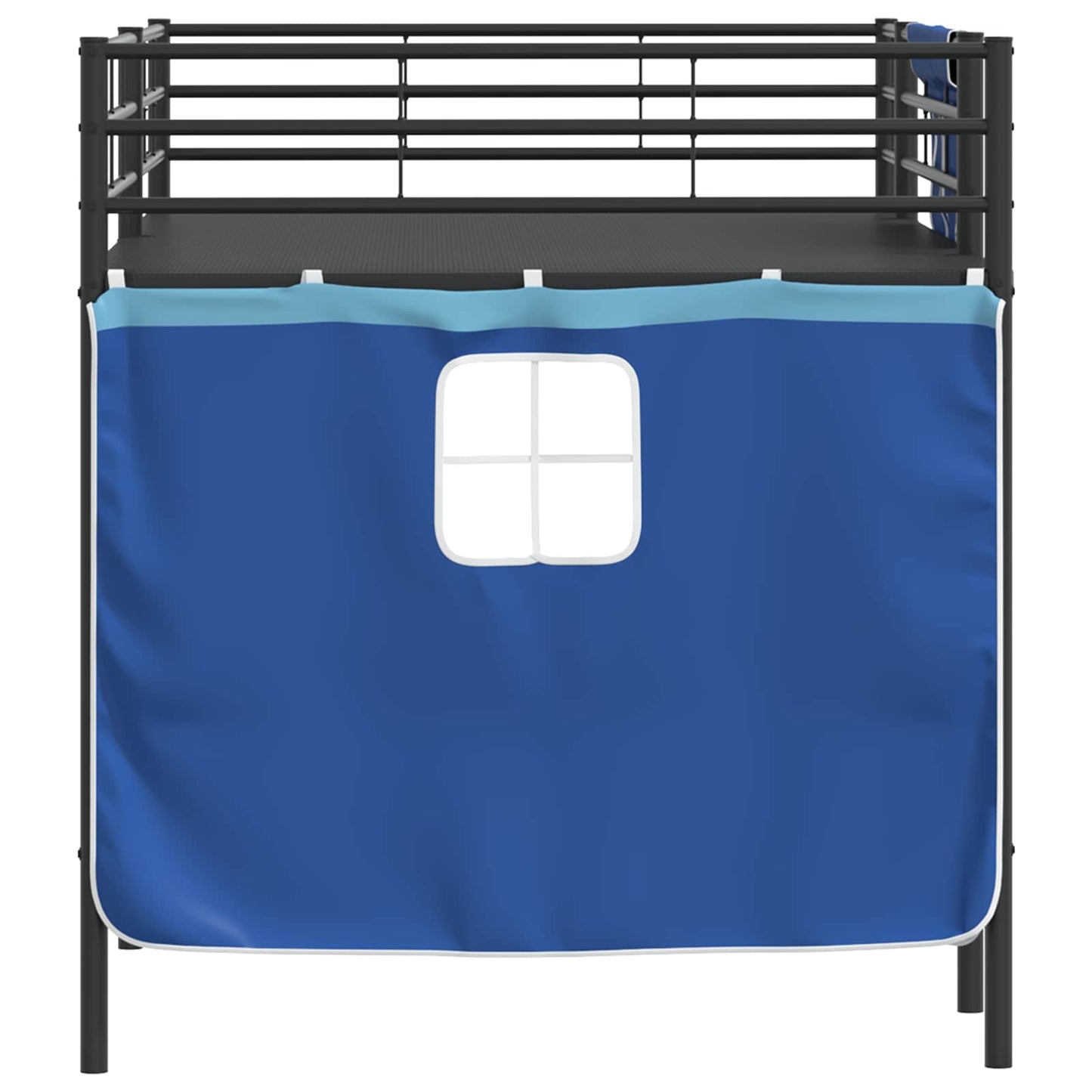 Kids'Loft Bed Frame with Curtains Black and Blue 107 x 200 cm