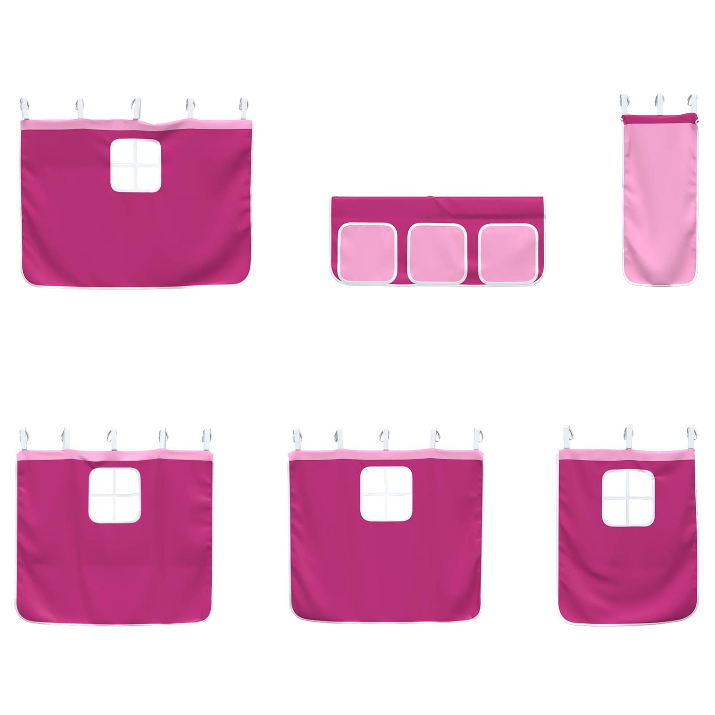 Kids'Loft Bed Frame with Curtains Black and Pink 90 x 190 cm