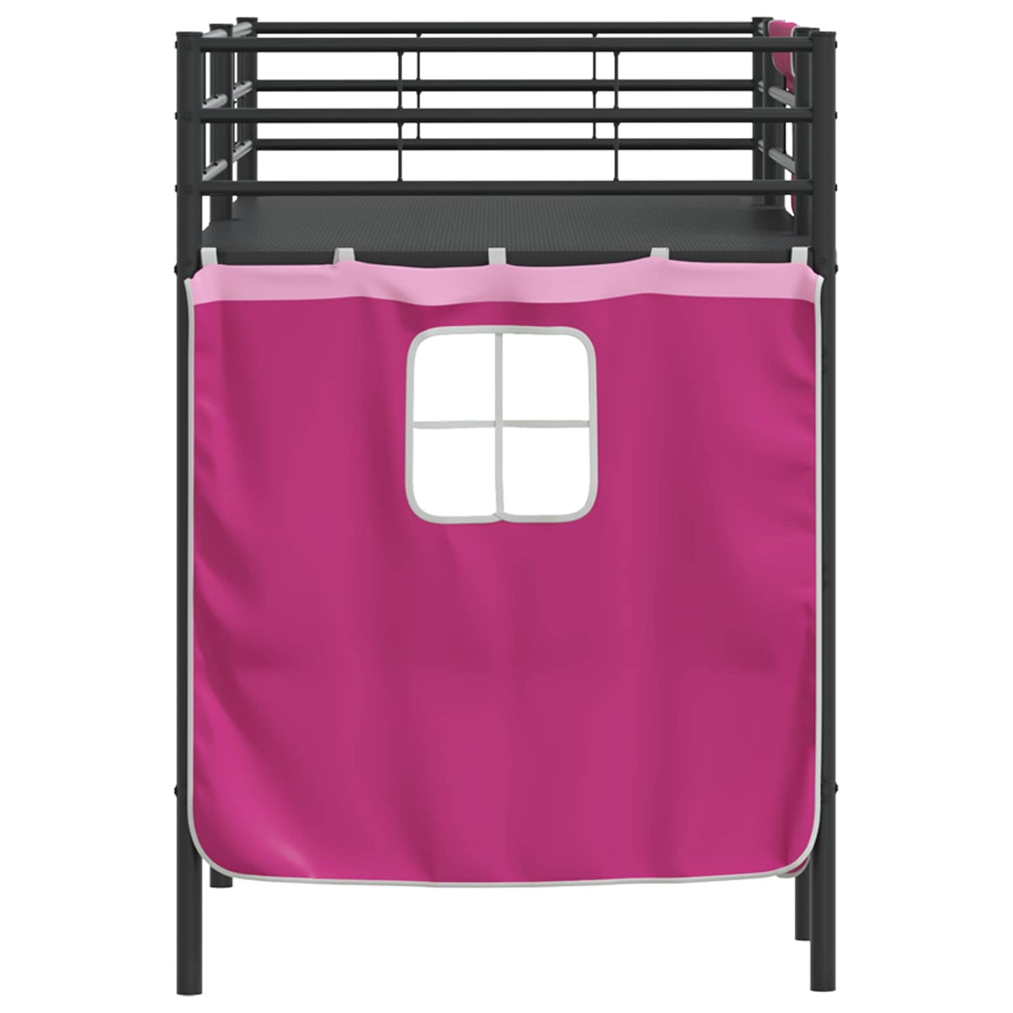 Kids'Loft Bed Frame with Curtains Black and Pink 90 x 190 cm