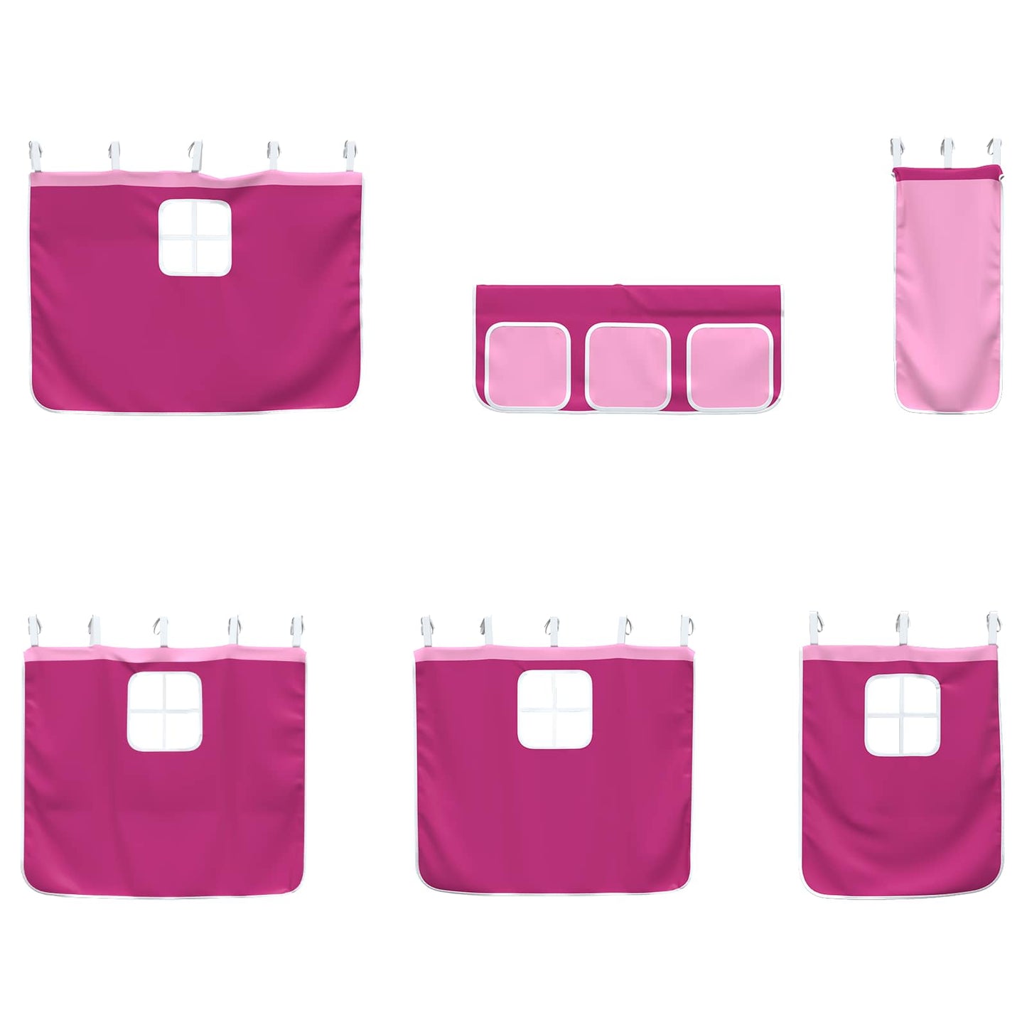 Kids'Loft Bed Frame with Curtains Black and Pink 90 x 200 cm