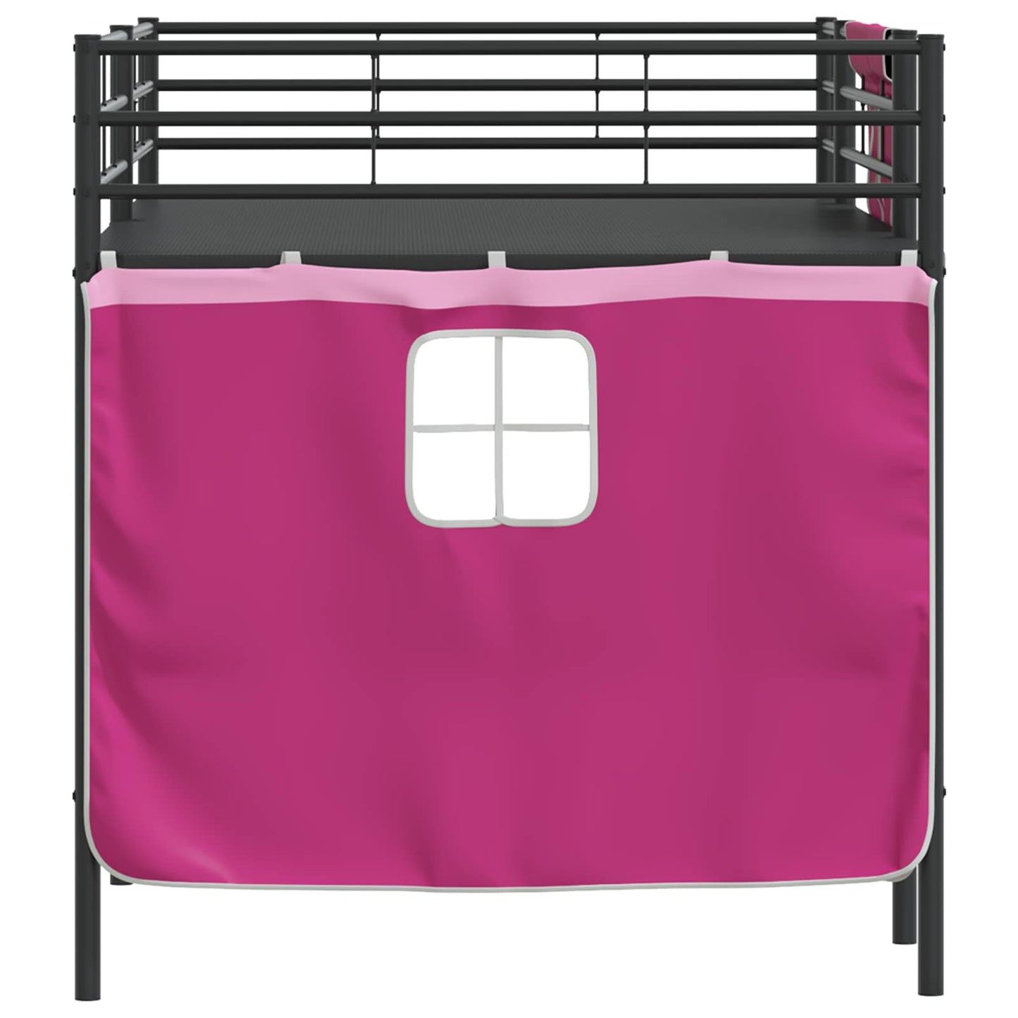 Kids'Loft Bed Frame with Curtains Black and Pink 100 x 200 cm