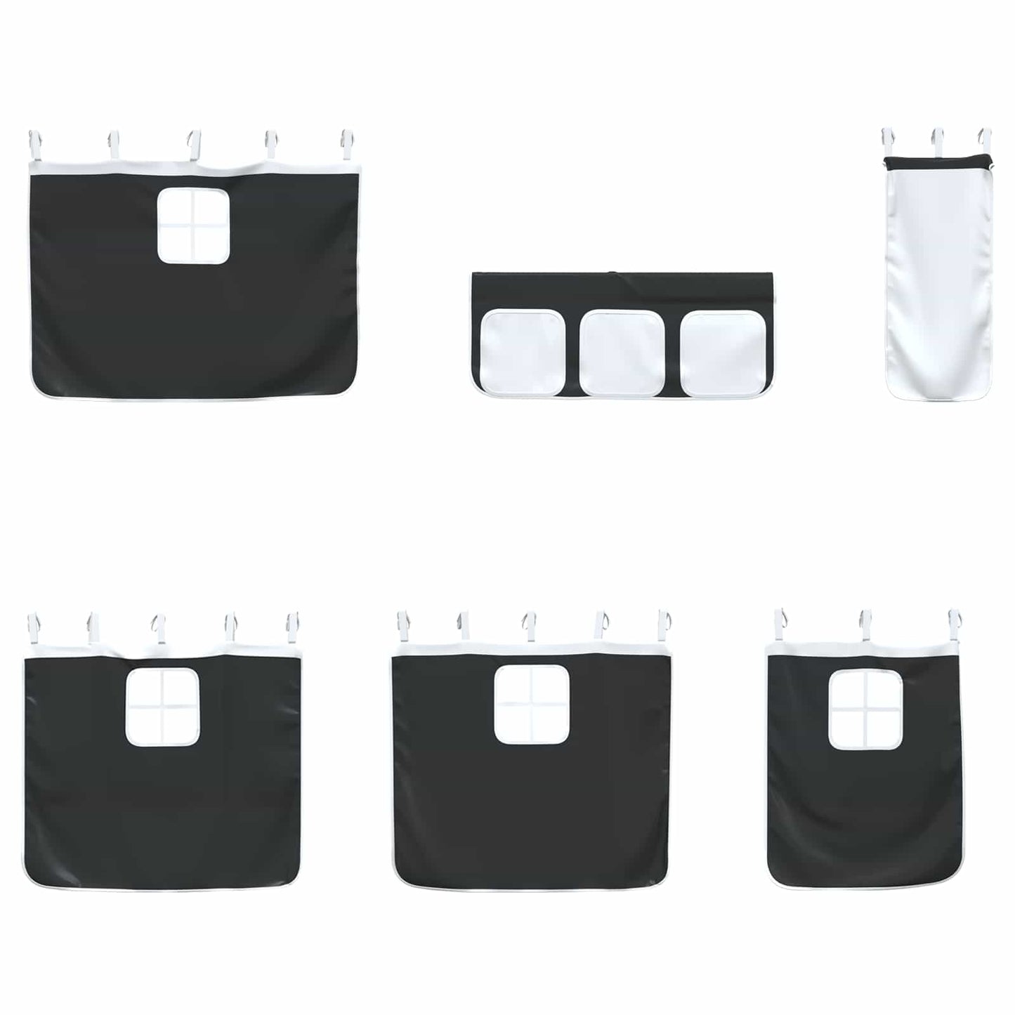 Kids'Loft Bed Frame with Curtains White and Black 90 x 190 cm