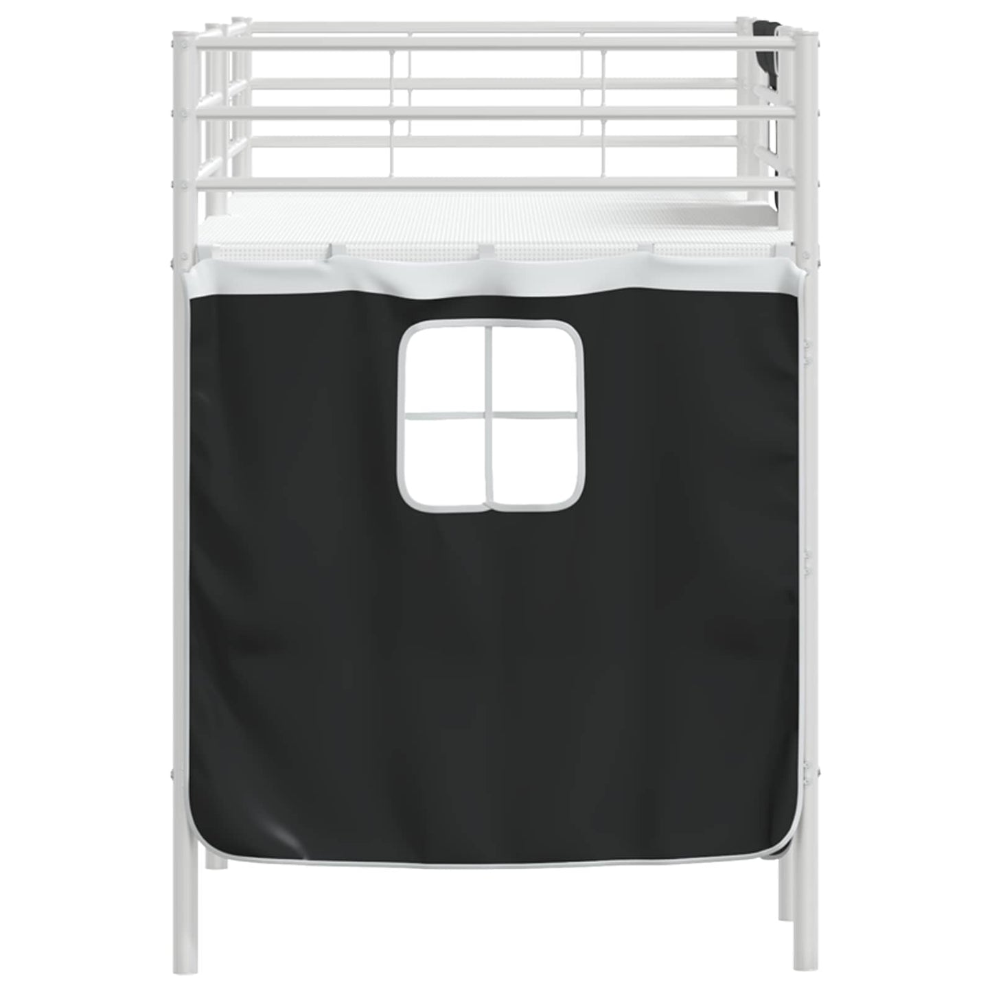 Kids'Loft Bed Frame with Curtains White and Black 90 x 190 cm