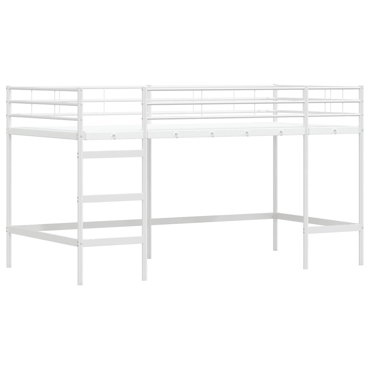 Kids'Loft Bed Frame with Curtains White and Black 100 x 200 cm