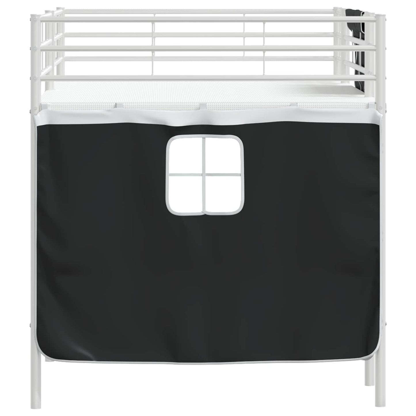 Kids'Loft Bed Frame with Curtains White and Black 100 x 200 cm