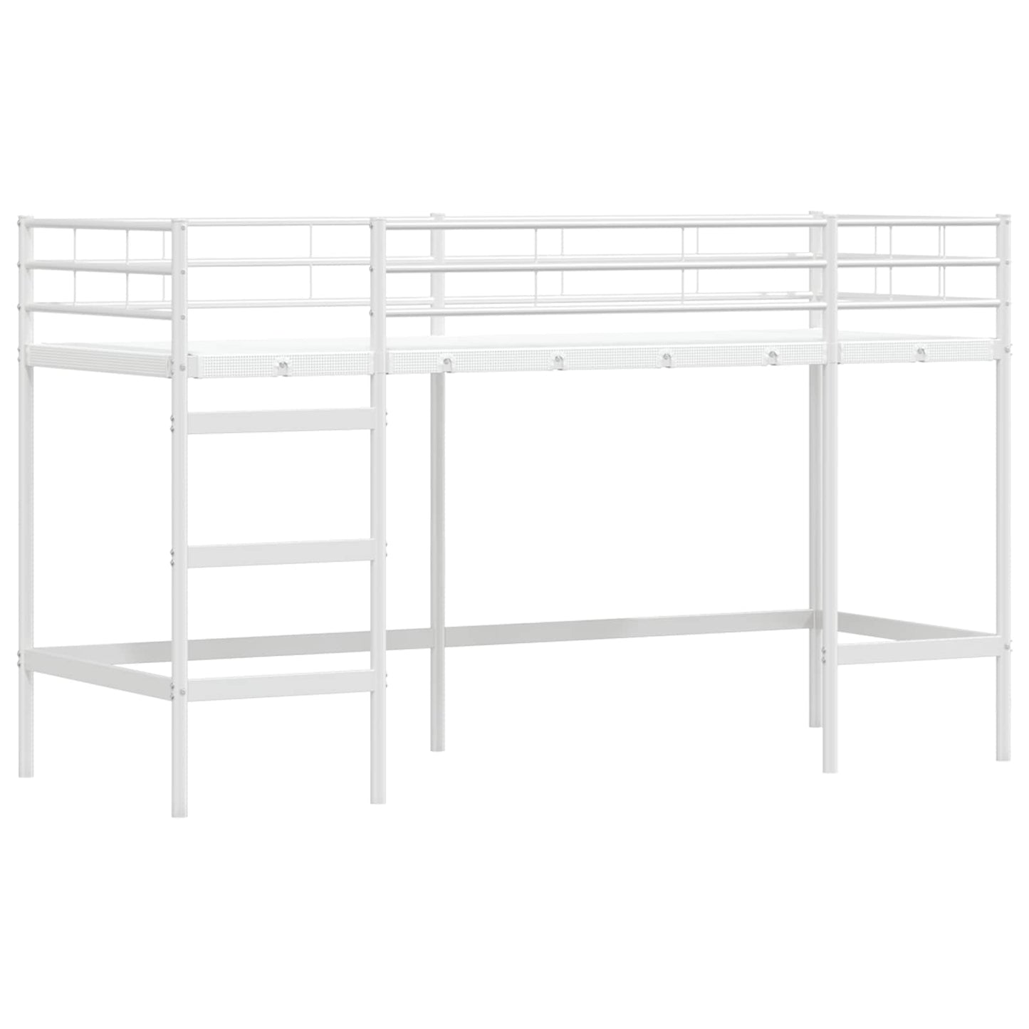 Kids'Loft Bed Frame with Curtains White and Blue 90 x 190 cm