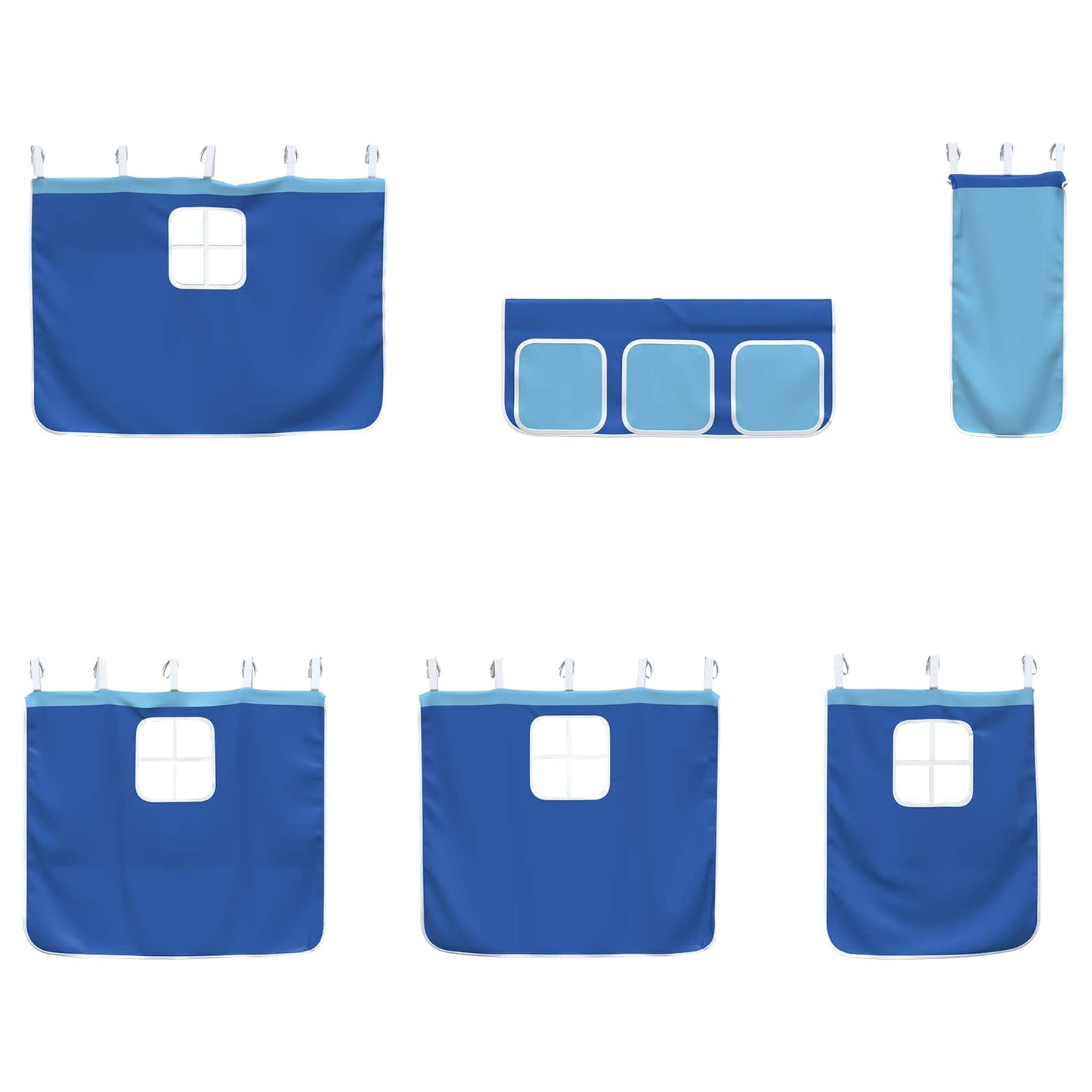 Kids'Loft Bed Frame with Curtains White and Blue 100 x 200 cm