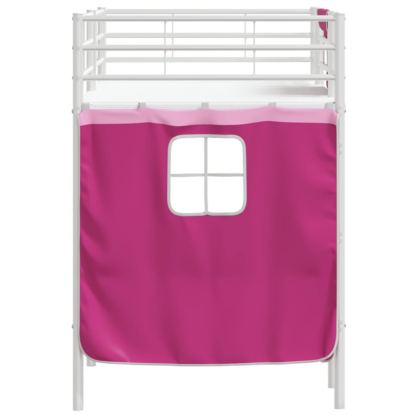 Kids'Loft Bed Frame with Curtains White and Pink 75 x 190 cm