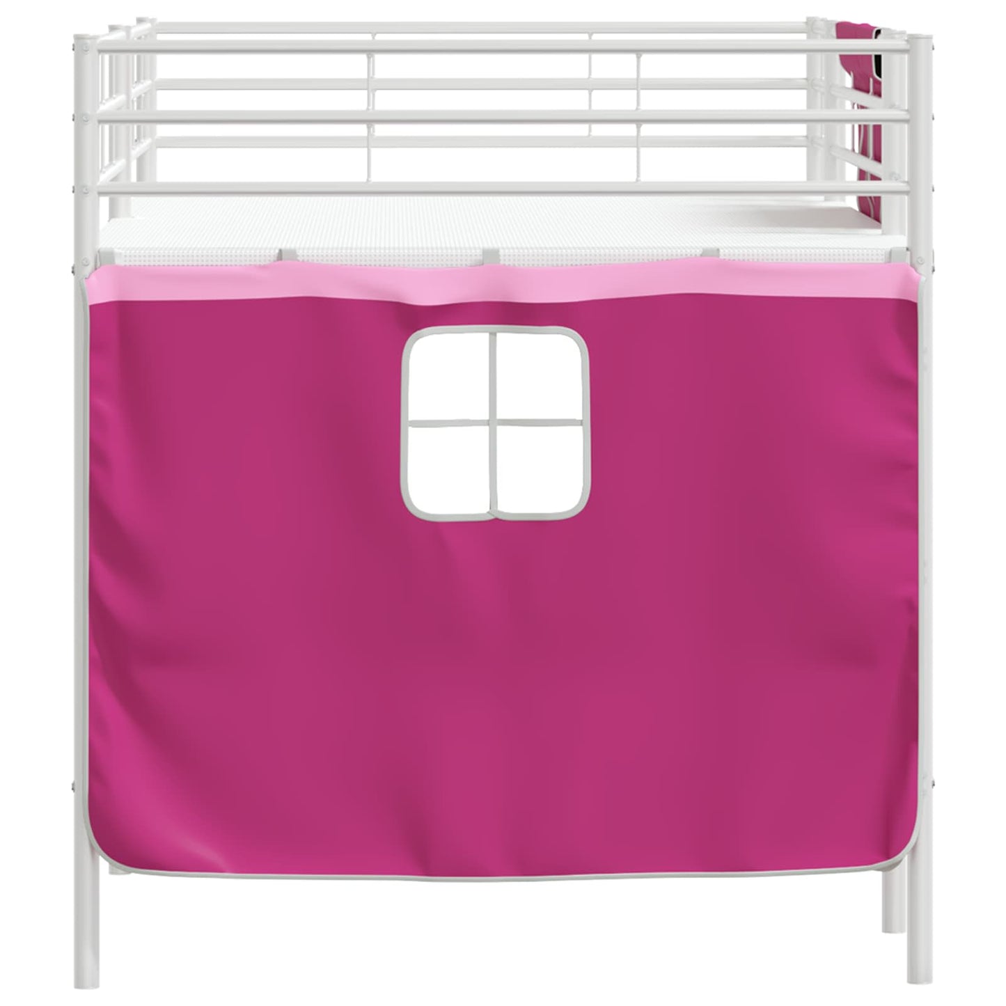 Kids'Loft Bed Frame with Curtains White and Pink 80 x 200 cm